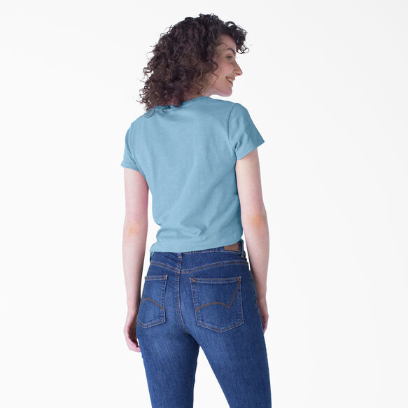 T-shirt &agrave; encolure en V pour femmes - Dusty Blue &#40;DL&#41;