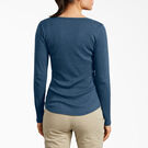 Women&#39;s Henley Long Sleeve Shirt - Dark Denim Blue &#40;DMD&#41;