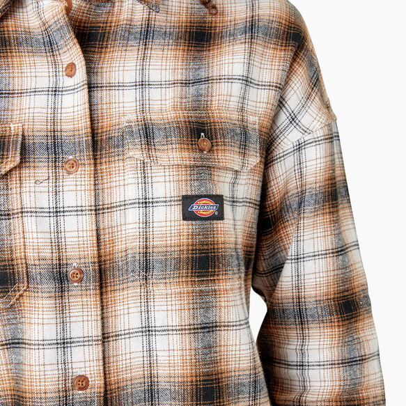 Chandail en flanelle &agrave; manches longues pour femmes - Brown Duck/Black Ombre Plaid &#40;WPB&#41;