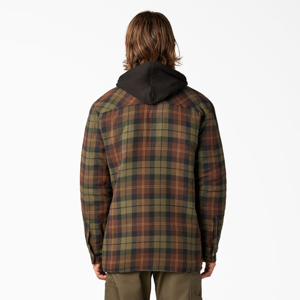 Veste-chemise piqu&eacute;e embl&eacute;matique &agrave; capuchon, coupe d&eacute;contract&eacute;e - Chocolate Tactical Green Plaid &#40;POC&#41;