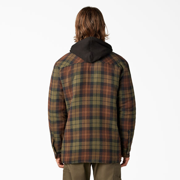 Flannel Hooded Shirt Jacket - Chocolate Tactical Green Plaid &#40;POC&#41;