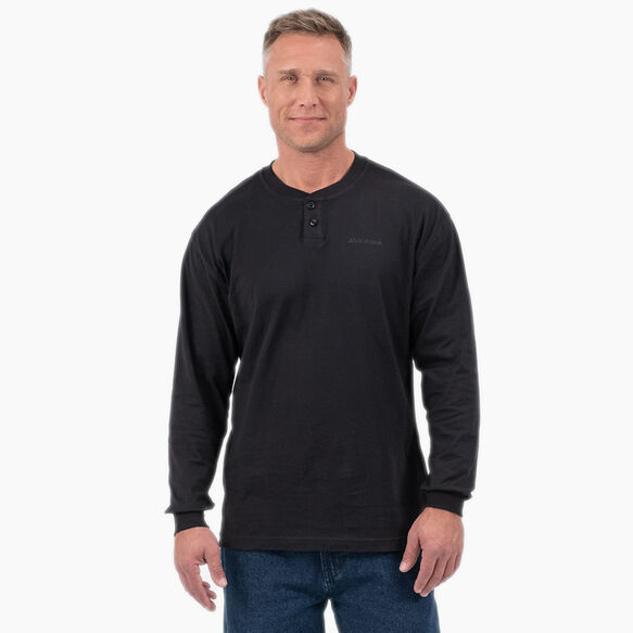 Long Sleeve Henley T-Shirt - Black &#40;KBK&#41;