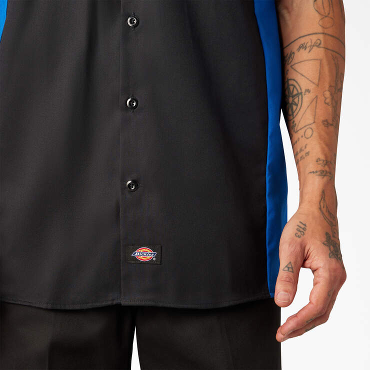 Two-Tone Short Sleeve Work Shirt - Black/Royal Blue (BKRB) image number 8