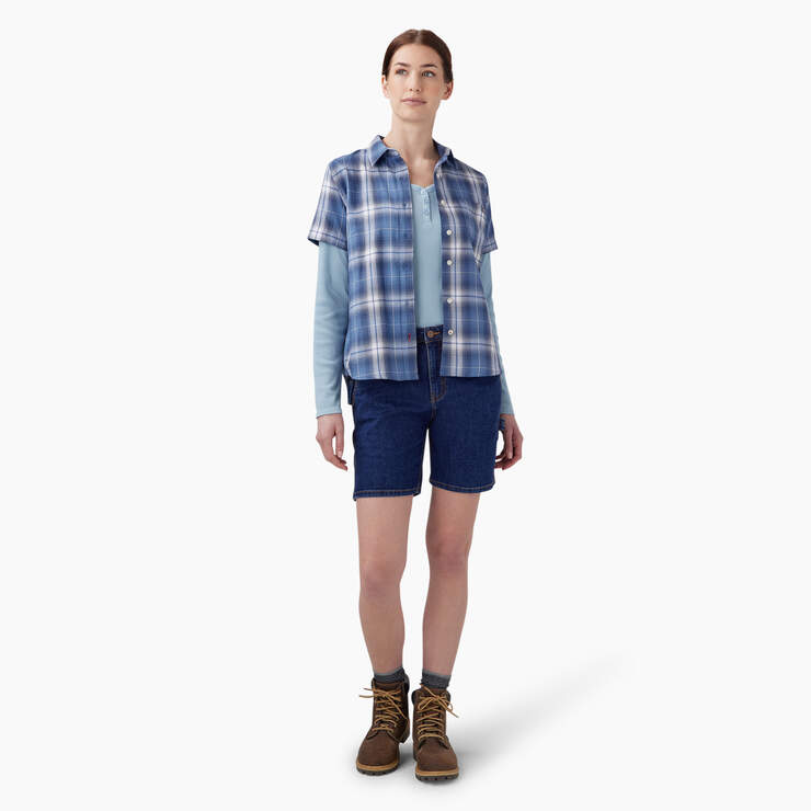 Women’s Plaid Woven Shirt - Coronet Blue Herringbone Plaid (RPH) image number 5