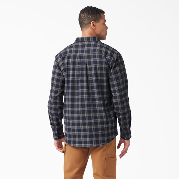 FLEX Long Sleeve Flannel Shirt - Ink Navy/Chocolate Brown Plaid &#40;B1R&#41;