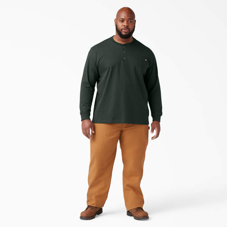 Heavyweight Long Sleeve Henley T-Shirt - Hunter Green (GH) image number 8