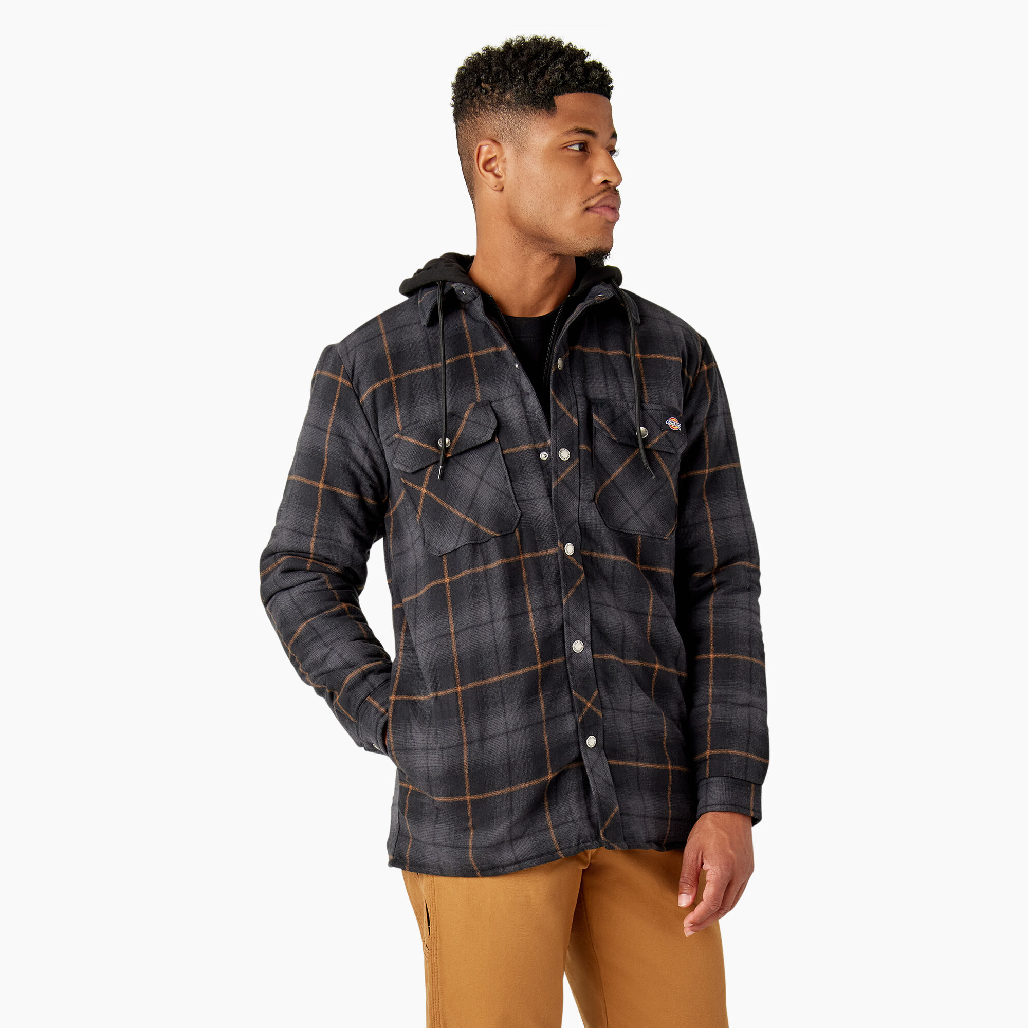 Fleece Hooded Flannel Shirt Jacket with DWR Mens Shirt Jackets