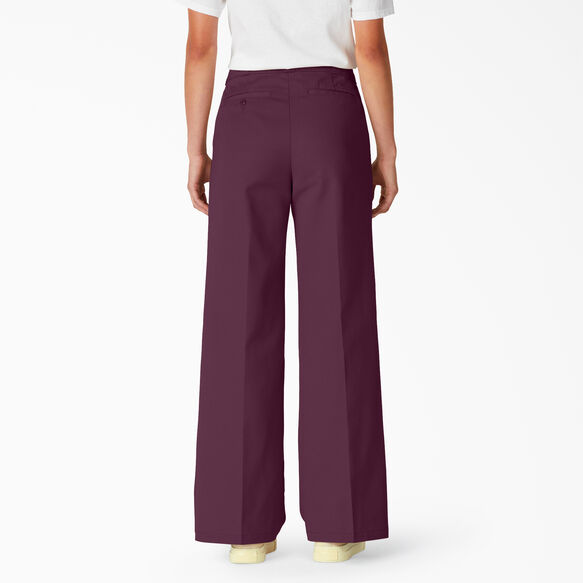 Women&#39;s Regular Fit Wide Leg Work Pants - Grape Wine &#40;GW9&#41;