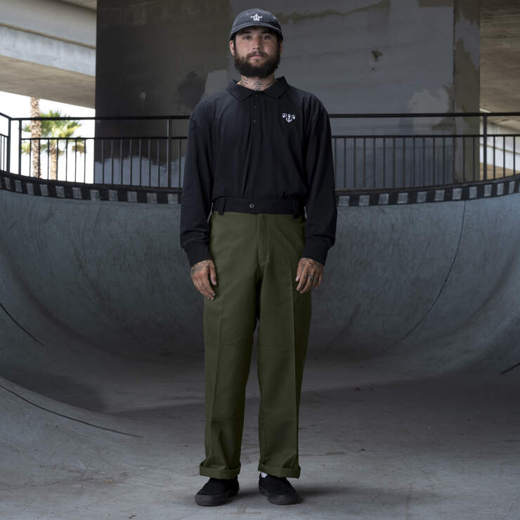 Ronnie Sandoval Loose Fit Double Knee Pants - Olive Green/Black Color Block (OAC) image number 5