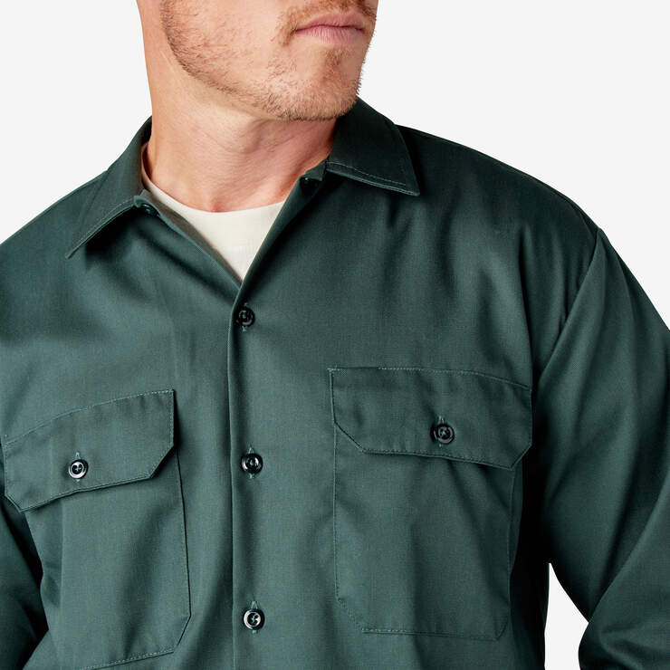 Long Sleeve Work Shirt - Hunter Green (GH) image number 7