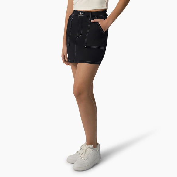 Jupe menuisier &agrave; taille haute pour femmes - Black &#40;BKX&#41;