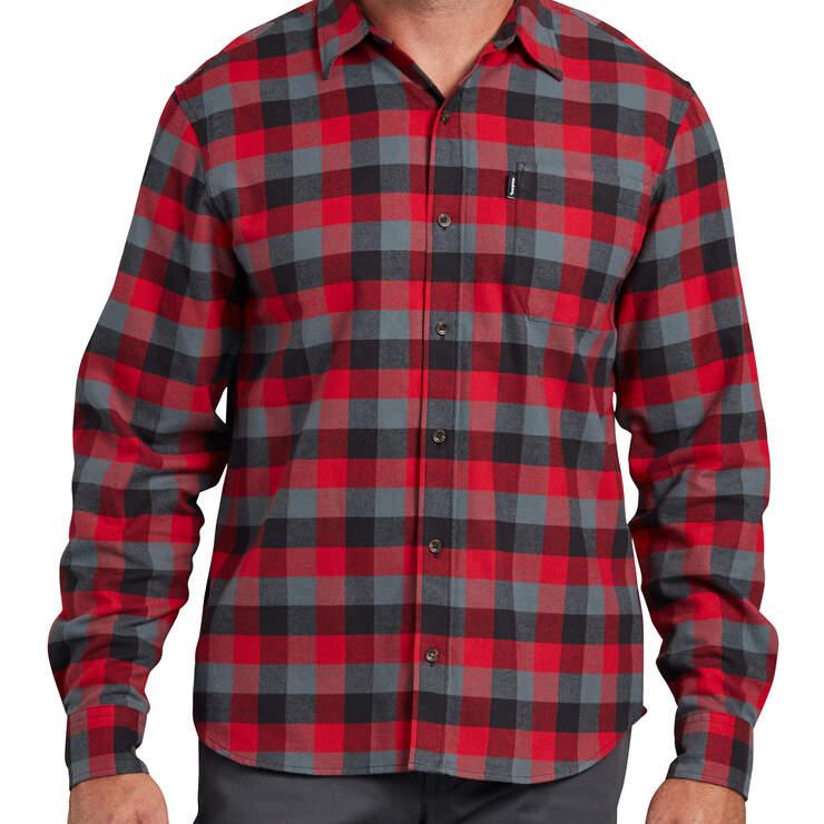 Modern Fit X-Series Long Sleeve Flannel Shirt - Red Gray Plaid (XRS) image number 1