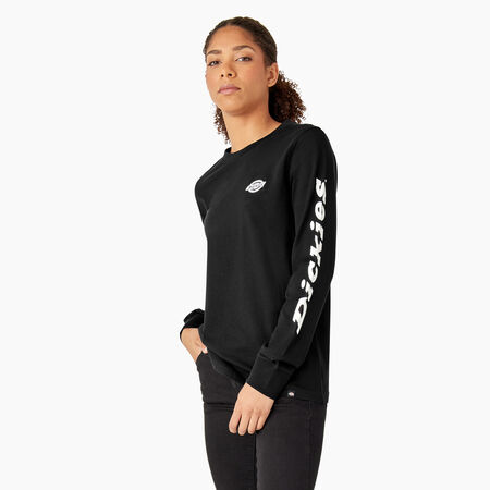 T-shirt imprim&eacute; &eacute;pais &agrave; manches longues pour femmes - Black &#40;KBK&#41;