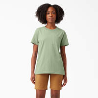 T-shirt épais à manches courtes et à poche pour femmes - Celadon Green (C2G)