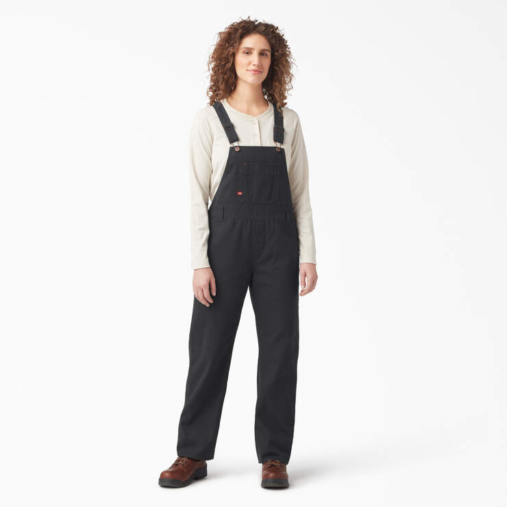 Women's Relaxed Fit Bib Overalls - Rinsed Black (RBK) image number 1