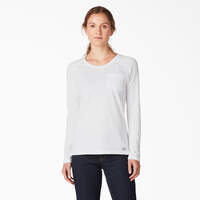 T-shirt rafraîchissant à manches longues et à poche pour femmes - White (WH)