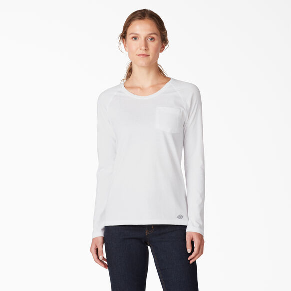 Women&#39;s Cooling Long Sleeve Pocket T-Shirt - White &#40;WH&#41;