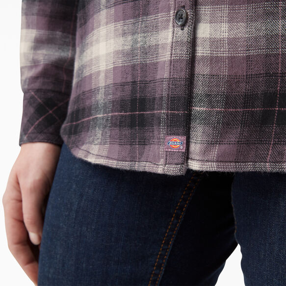 Chemise en flanelle &agrave; manches longues et &agrave; motif tartan pour femmes - Dusty Purple Highland Plaid &#40;B2X&#41;