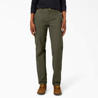 Women's FLEX Relaxed Straight Fit Duck Carpenter Pants - Rinsed Moss Green (RMS)