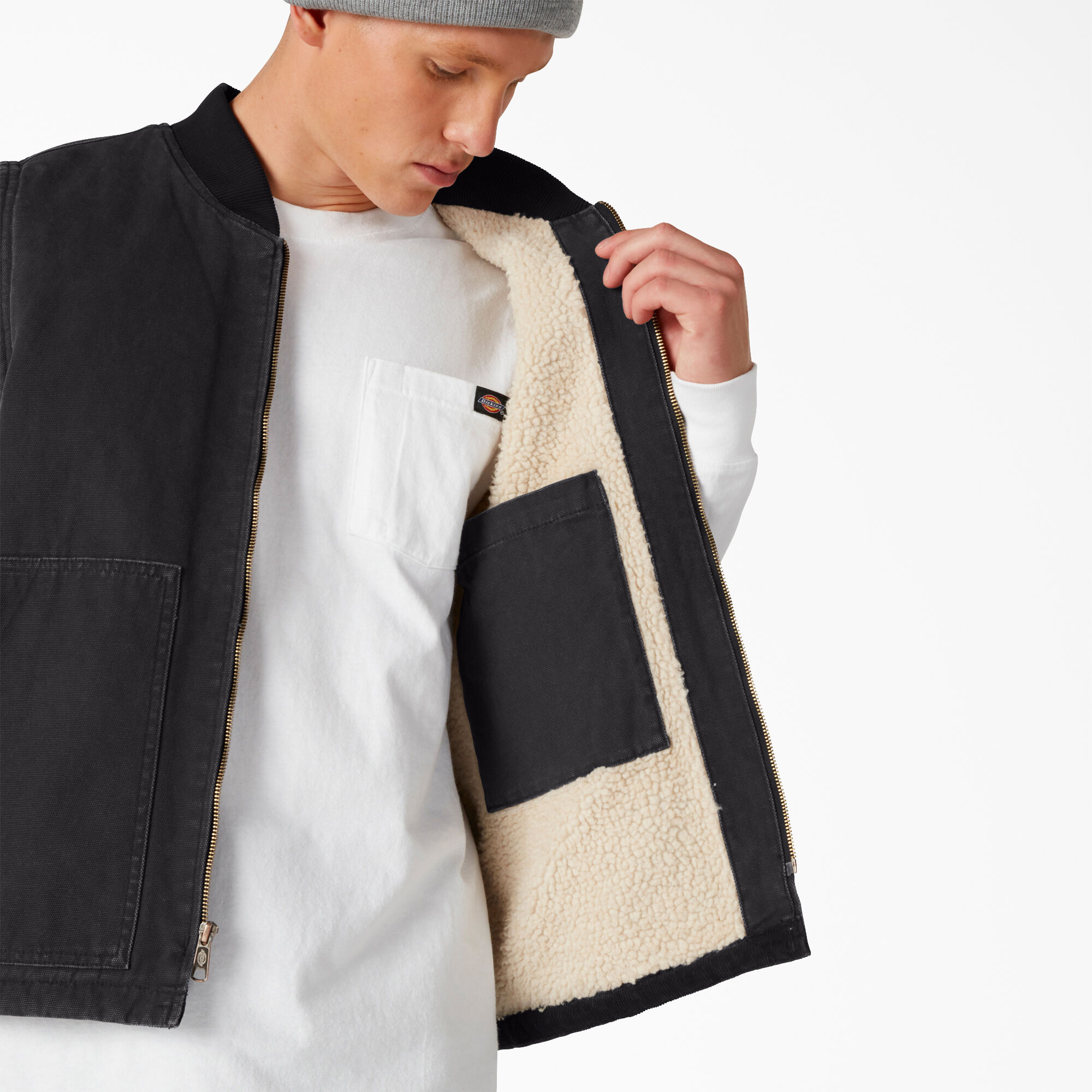 Stonewashed Duck High Pile Fleece Lined Vest Dickies Canada