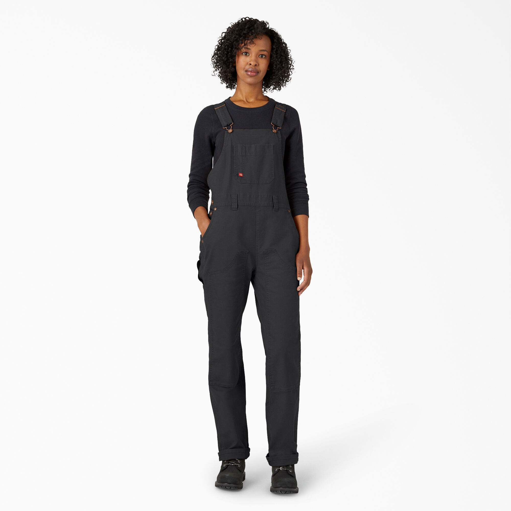 Women s Straight Fit Duck Double Front Bib Overalls Dickies Canada