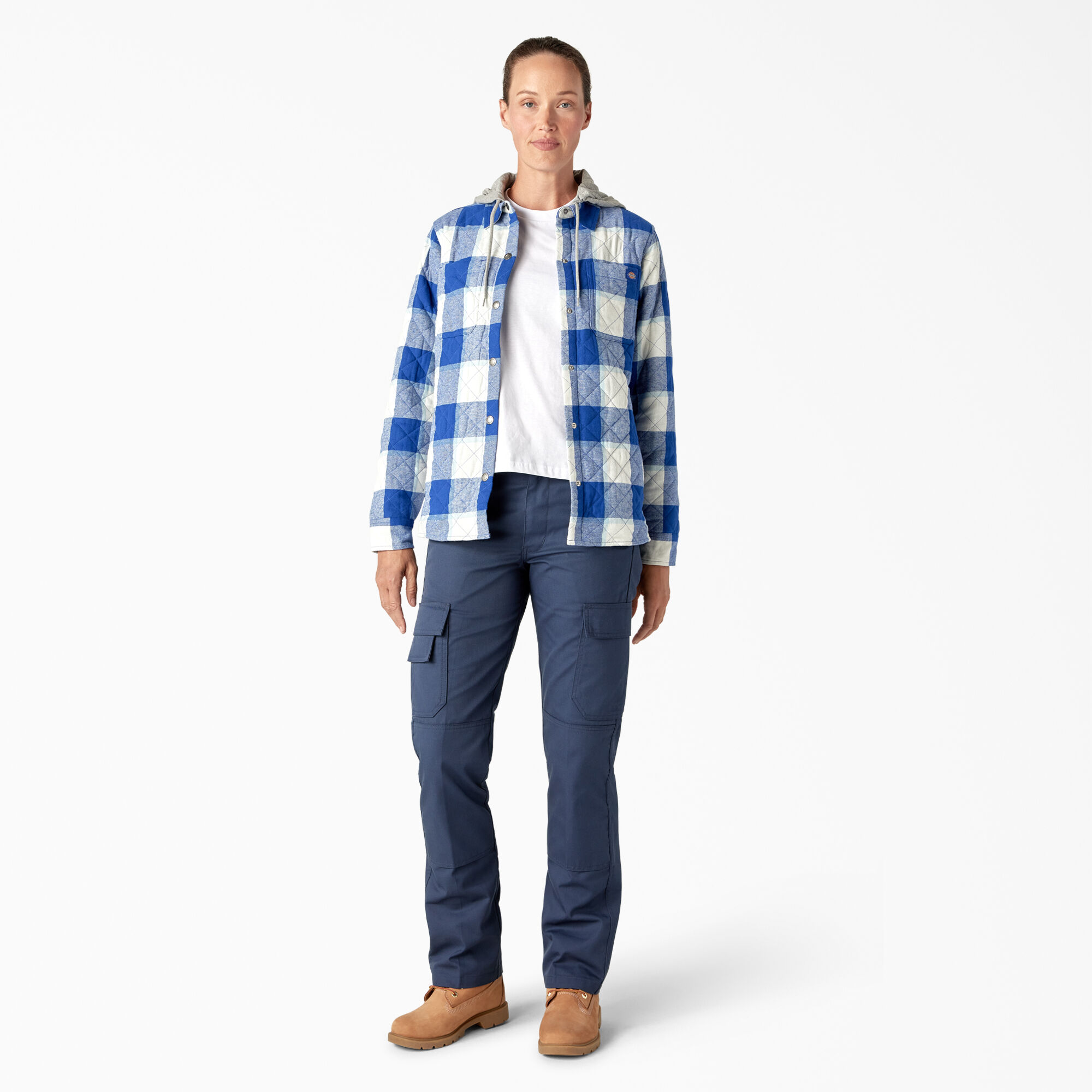 Women s Flannel Hooded Shirt Jacket Womens Shirt Jackets Shackets Dickies Dickies Canada