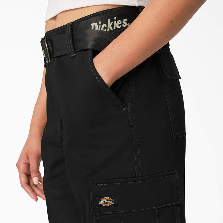 Pantalon cargo court de coupe décontractée à coutures contrastées pour femmes - Black (BKX) numéro de l’image 6