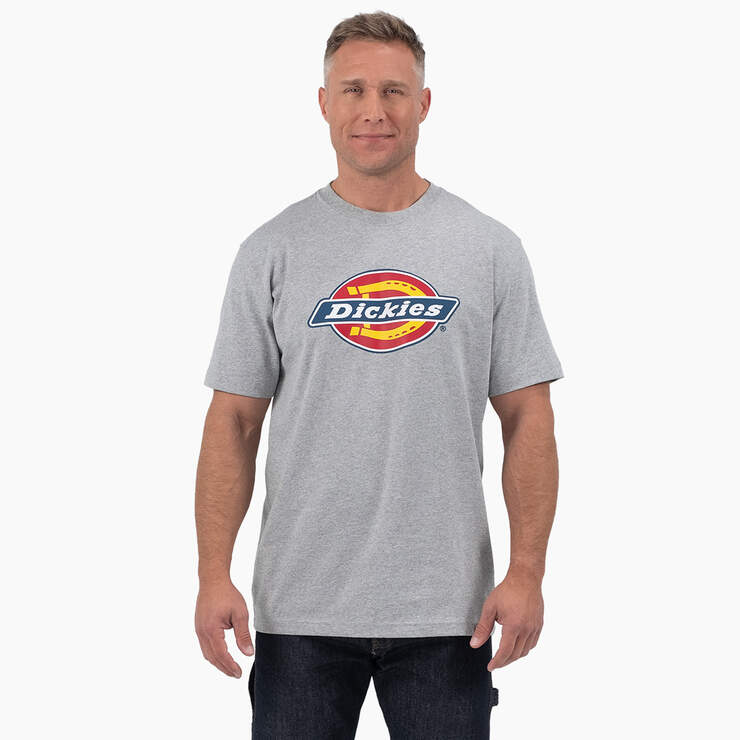 Short Sleeve Tri-Color Logo Graphic T-Shirt - Heather Gray (HG) image number 1