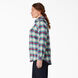 Women&#39;s Plus Long Sleeve Plaid Flannel Shirt - Ombre Red Blue &#40;EP2&#41;