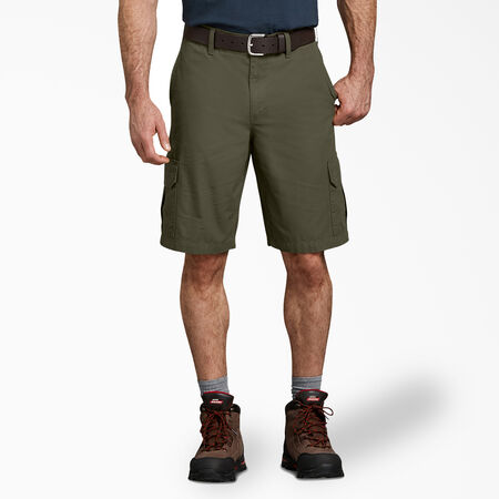 Relaxed Fit Ripstop Cargo Shorts, 11&quot; - Rinsed Moss Green &#40;RMS&#41;