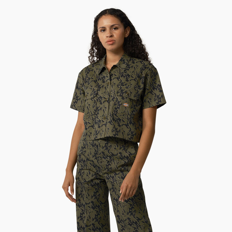 Haut de travail &eacute;court&eacute; Drewsey pour femmes - Military Green Glitch Camo &#40;MPE&#41;