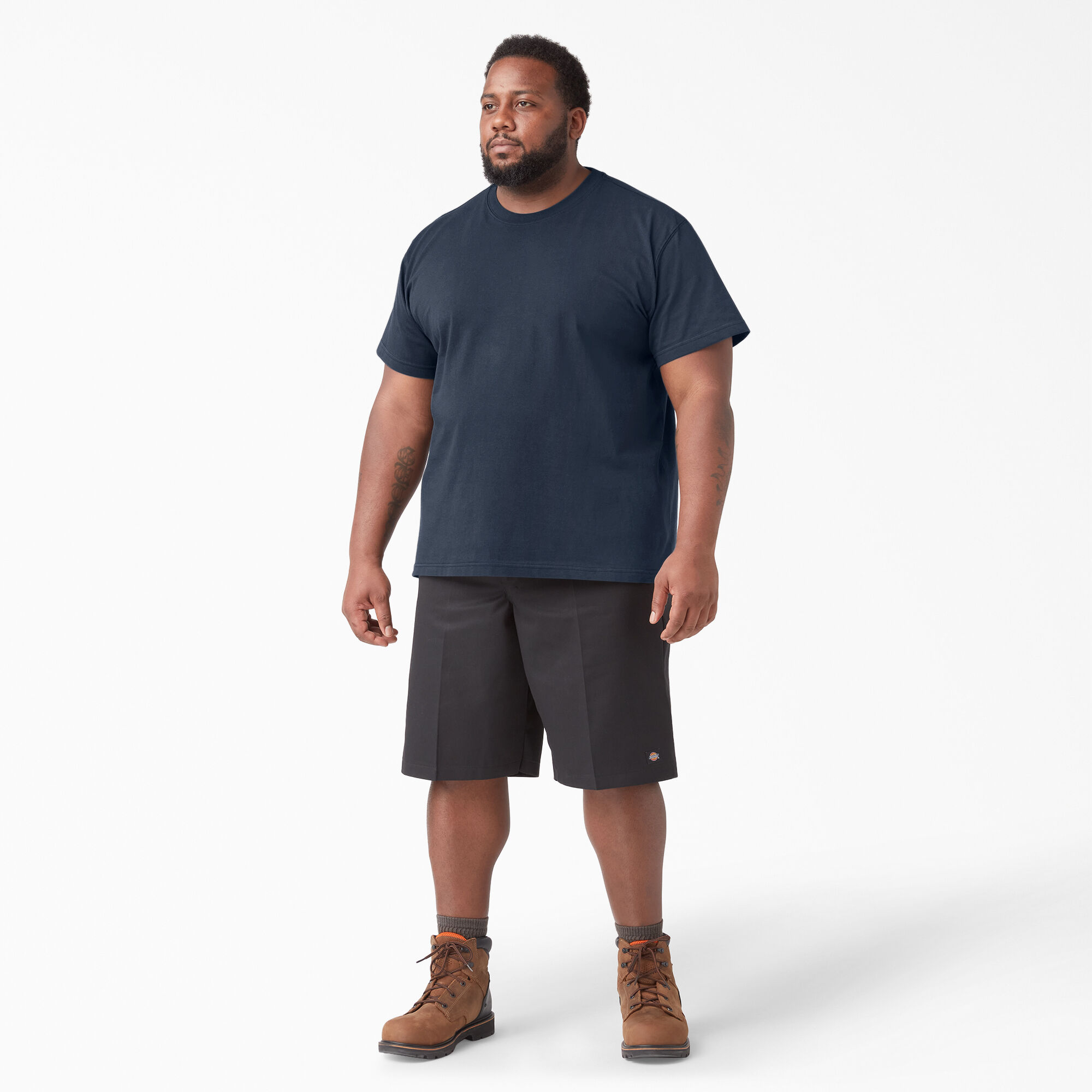 Black t shirt blue shorts sales
