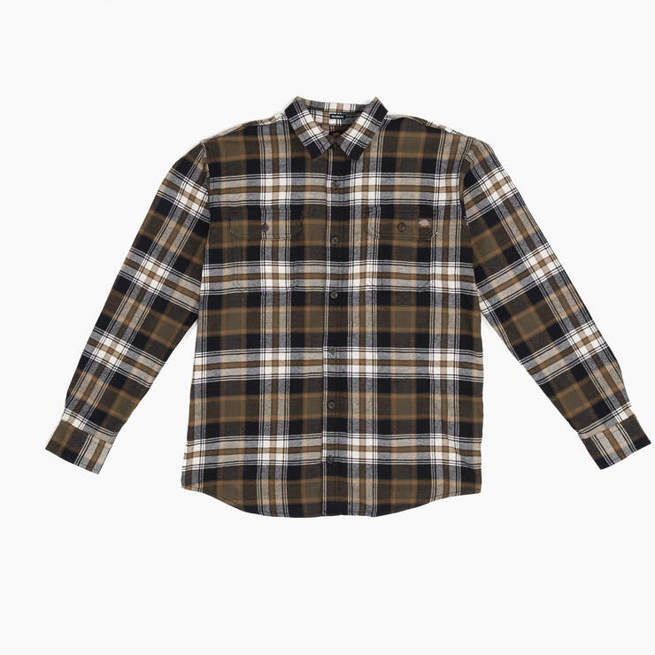 FLEX Long Sleeve Flannel Shirt - Dark Olive/Black Plaid (B1K) image number 1