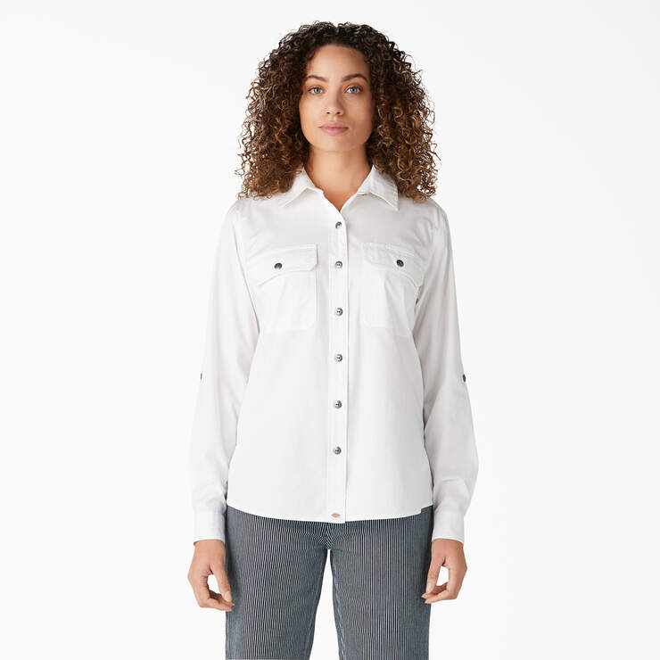 Women’s Long Sleeve Roll-Tab Work Shirt - White (WH) image number 1