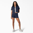 Chemise de travail &eacute;court&eacute;e de coupe d&eacute;contract&eacute;e pour femmes - Ink Navy &#40;IK&#41;