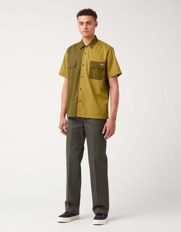 Embroidered Short Sleeve Work Shirt - Rinsed Military/Moss Green &#40;R2G&#41;