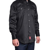 Long Sleeve Snap Front Work Shirt - Black (BK)
