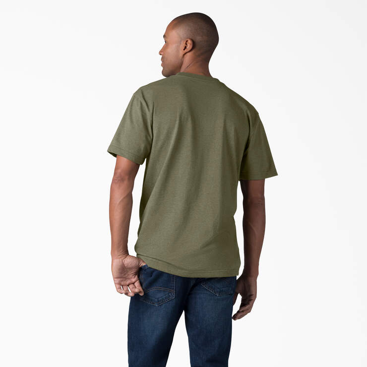 Heavyweight Heathered Short Sleeve Pocket T-Shirt - Military Green Heather (MLD) image number 2