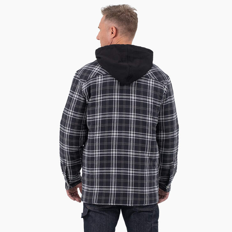 Flannel Hooded Shirt Jacket - Black/Charcoal Plaid (WBC) image number 2