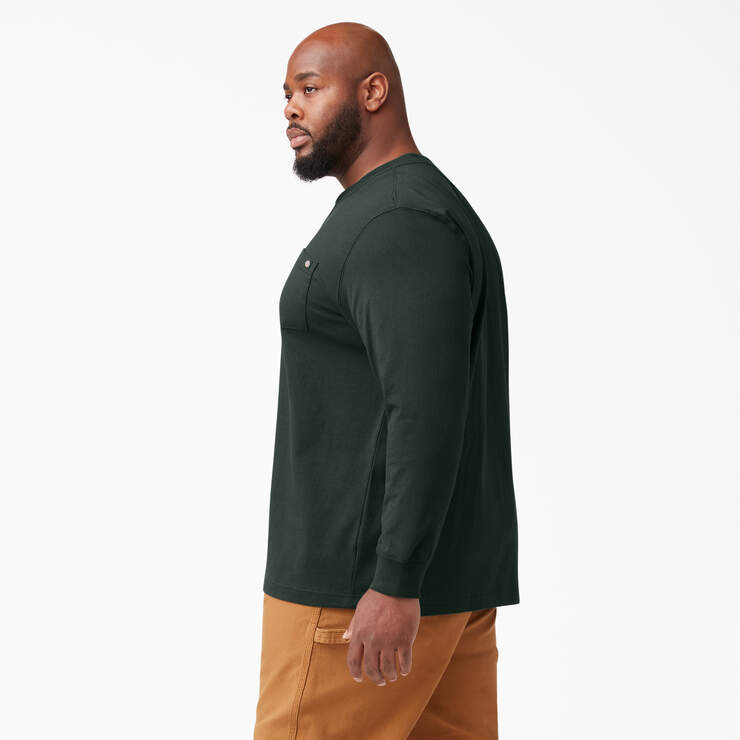 Heavyweight Long Sleeve Henley T-Shirt - Hunter Green (GH) image number 6