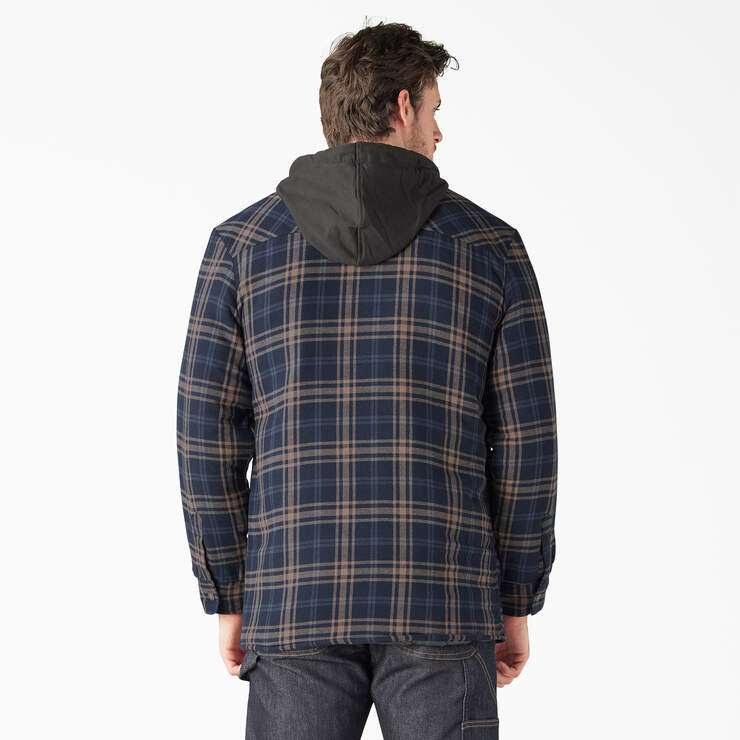 Flannel Hooded Shirt Jacket - Dark Navy/Mushroom Plaid (DPM) image number 2