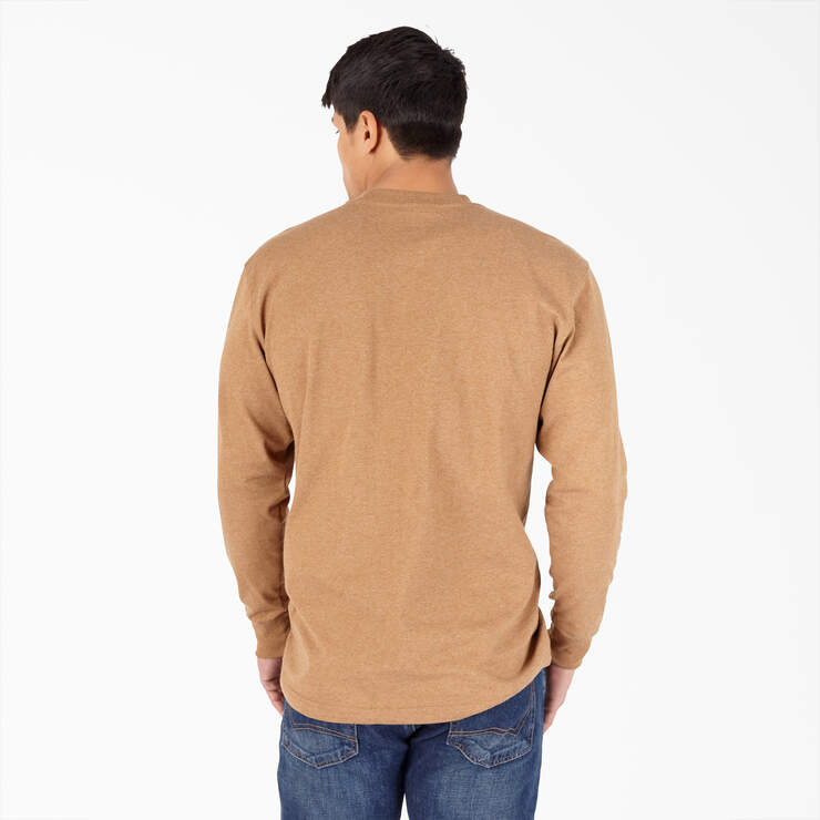 Heavyweight Heathered Long Sleeve Henley T-Shirt - Brown Duck Heather (BDH) image number 2