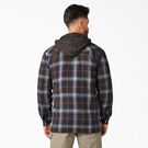 Water Repellent Flannel Hooded Shirt Jacket - Ink Navy/Chocolate Brown Plaid &#40;B1Y&#41;