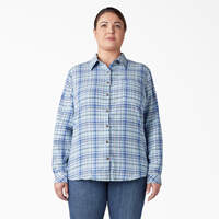 Chemise en flanelle à motif tartan à manches longues pour femmes taille plus - Clear Blue/Orchard Plaid (B2Y)
