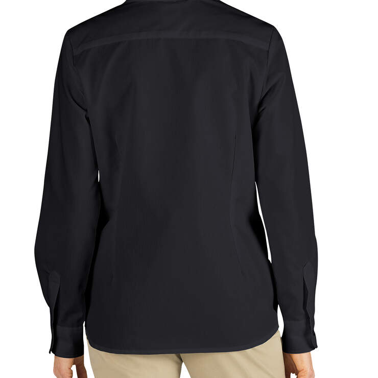 Women's Long Sleeve Stretch Poplin Shirt - Black (BK) image number 2