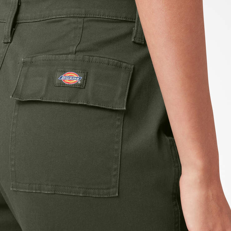 Women's Relaxed Fit Cropped Cargo Pants - Olive Green (OG) image number 5