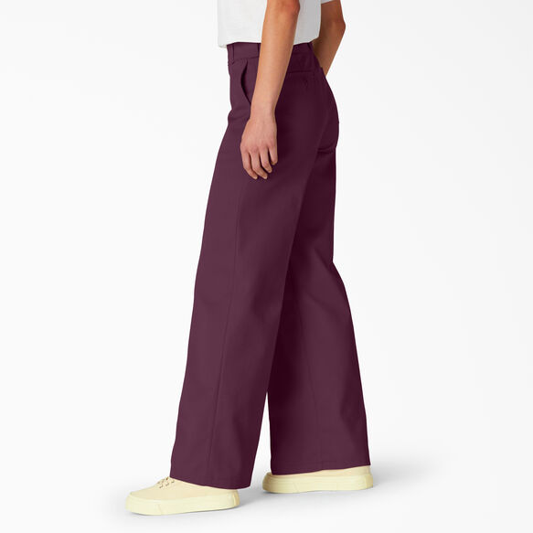 Women&#39;s Regular Fit Wide Leg Work Pants - Grape Wine &#40;GW9&#41;