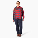 Chemise en flanelle &agrave; motif tartan &agrave; manches longues pour femmes taille plus - English Red Tartan &#40;A1D&#41;