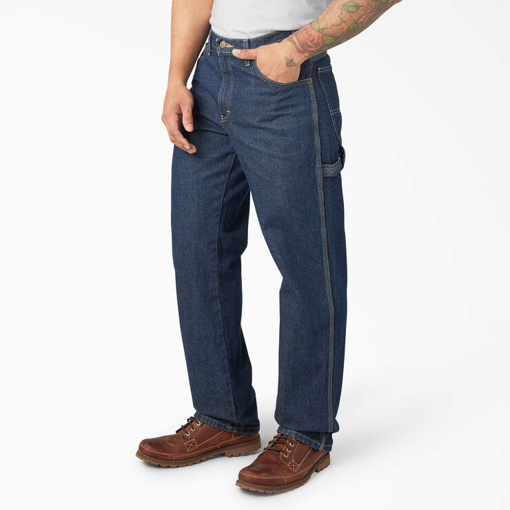 Relaxed Fit Heavyweight Carpenter Jeans - Rinsed Indigo Blue (RNB) image number 3