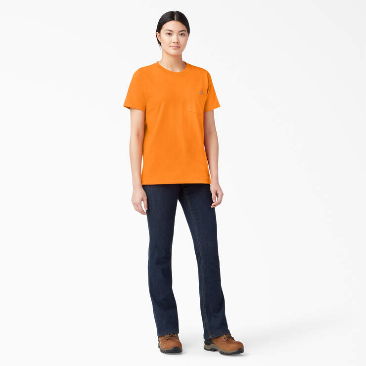 T-shirt épais à manches courtes et à poche pour femmes - Orange (OR) numéro de l’image 4